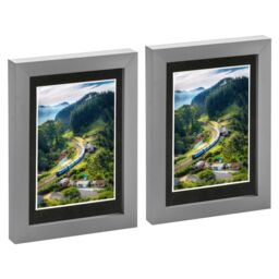 "Nicola Spring Photo Frames with 4"" x 6"" Mount - 5"" x 7"" - White Mount - Pack of 2 in Grey" - thumbnail 1