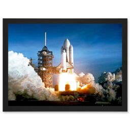 Artery8 Space 1981 Shuttle Launch Number One Columbia NASA Artwork Framed Wall Art Print A4 in Black - thumbnail 1