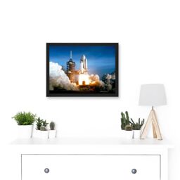 Artery8 Space 1981 Shuttle Launch Number One Columbia NASA Artwork Framed Wall Art Print A4 in Black - thumbnail 2