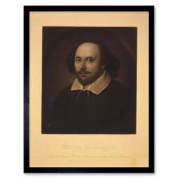 "Artery8 Paintings William Shakespeare Elizabethan Playwright Framed Art Print in Beige - Size: W12"" x H16""" - thumbnail 1