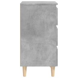 Berkfield Home Bed Cabinet with Solid Wood Legs Concrete Grey 40x35x69 cm - Size: 40 x 35 x 69 cm - thumbnail 6