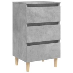 Berkfield Home Bed Cabinet with Solid Wood Legs Concrete Grey 40x35x69 cm - Size: 40 x 35 x 69 cm - thumbnail 2
