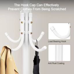 Kelvenix White 12 Hooks Clothes Hanger Coat Stand - thumbnail 5