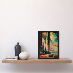 "Artery8 Retro Sci-Fi Cliff by Moon Artwork Galaxy Fantasy Framed Art Print - Size: W12"" x H16""" - thumbnail 4