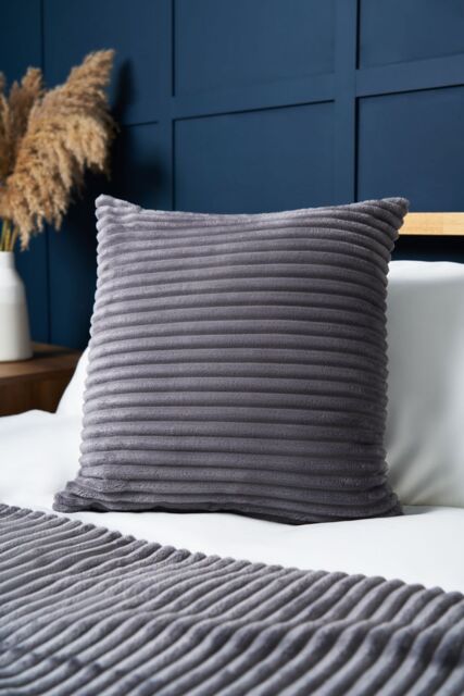 BHS Luxury Ribbon Velvet Cushion in Grey - Size: 45 cm x 45 cm - image 1