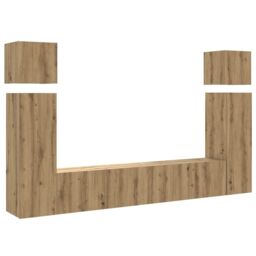 Berkfield Home 8 Piece TV Cabinet Set Wall-mounted Artisan Oak Engineered Wood in Brown - thumbnail 2