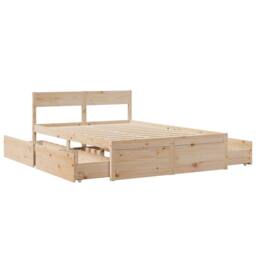 Berkfield Home Bed Frame without Mattress 135x190 cm Double Solid Wood Pine in Light Brown - thumbnail 7