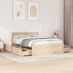 Berkfield Home Bed Frame without Mattress 135x190 cm Double Solid Wood Pine in Light Brown - thumbnail 2