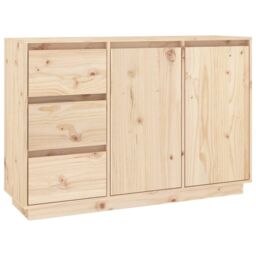 Berkfield Home Sideboard 111x34x75 cm Solid Wood Pine in Brown - Size: 111 x 34 x 75 cm - thumbnail 2