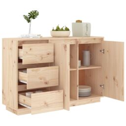 Berkfield Home Sideboard 111x34x75 cm Solid Wood Pine in Brown - Size: 111 x 34 x 75 cm - thumbnail 4