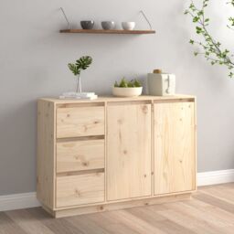 Berkfield Home Sideboard 111x34x75 cm Solid Wood Pine in Brown - Size: 111 x 34 x 75 cm