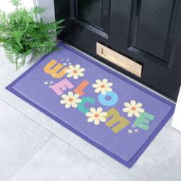 Artsy Mats Elizabeth Olwen Welcome Indoor/Outdoor Doormat (70x40cm) in Purple - Size: 40 cm x 70 cm - thumbnail 1