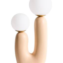 Wyld and Coco Table Lamp - Beige Resin U-Shaped Base Double Glass Globe Shades - thumbnail 2