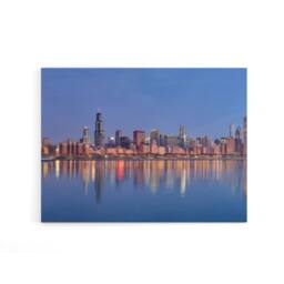 "Artery8 David Schwen Chicago Sunrise Skyline Photo Canvas Wall Art Print in Blue - Size: W18"" x H24""" - thumbnail 1