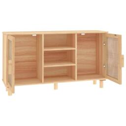 Berkfield Home Sideboard Brown 105x30x60 cm Solid Wood Pine & Natural Rattan - Size: 105 x 30 x 60 cm - thumbnail 5