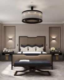 HOB Furniture Washington Curve Bed, Luxury French Velvet, Mink in Light Brown - Size: King