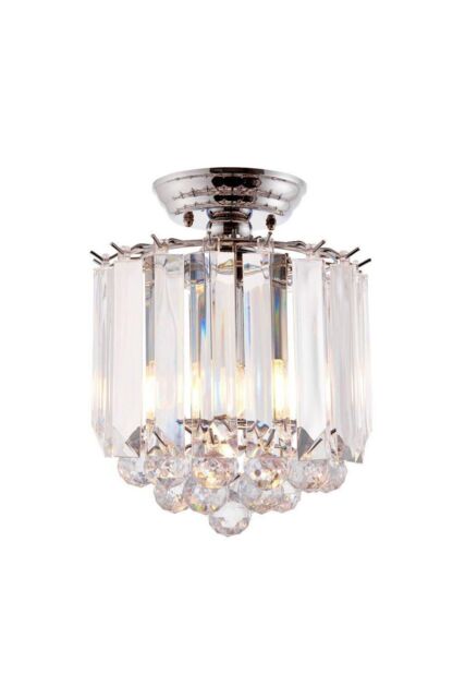 Netlighting Fargo 2 Light Flush Ceiling Light Chrome Clear Acrylic E14 in Grey