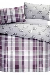 Dreams & Drapes 'Colville Check' 100% Brushed Cotton Duvet Cover Set in Plum - Size: King - thumbnail 6