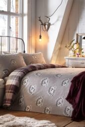 Dreams & Drapes 'Colville Check' 100% Brushed Cotton Duvet Cover Set in Plum - Size: King - thumbnail 3