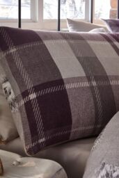 Dreams & Drapes 'Colville Check' 100% Brushed Cotton Duvet Cover Set in Plum - Size: King - thumbnail 2