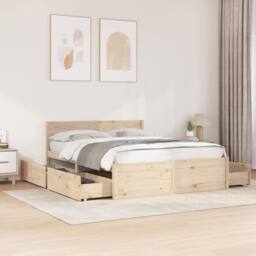 Berkfield Home Bed Frame without Mattress 140x200 cm Solid Wood Pine in Light Brown - thumbnail 2