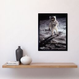 "Artery8 Wall Art Print NASA Apollo 11 Astronaut Buzz Aldrin Armstrong Lunar Surface 50th Anniversary Moon Landing Art Framed - Size: W12"" x H16""" - thumbnail 2