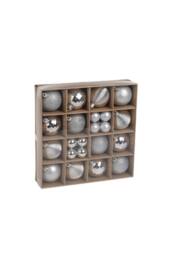 KDMD Silver Baubles Assorted Pack 5cm 2.5cm 30 Pack - thumbnail 1