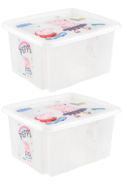 Keeeper Set of 2 Peppa Pig Turn Around Stackable Box 24 Litre with Lid - Natural Transparent in Clear - image 1