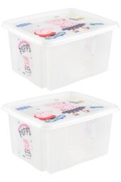 Keeeper Set of 2 Peppa Pig Turn Around Stackable Box 24 Litre with Lid - Natural Transparent in Clear - thumbnail 1