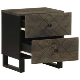 Berkfield Home Bedside Cabinets 2 pcs Black 40x33x46 cm Solid Wood Mango - Size: 40 x 33 x 46 cm - thumbnail 3