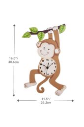 Teamson Kids Kids Monkey Wall Clock Animal Themed Sunny Safari By Fantasy Fields in Brown - thumbnail 3