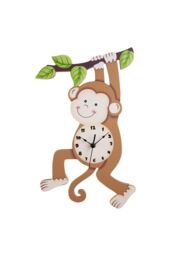 Teamson Kids Kids Monkey Wall Clock Animal Themed Sunny Safari By Fantasy Fields in Brown - thumbnail 1