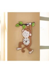 Teamson Kids Kids Monkey Wall Clock Animal Themed Sunny Safari By Fantasy Fields in Brown - thumbnail 2