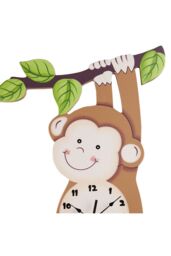 Teamson Kids Kids Monkey Wall Clock Animal Themed Sunny Safari By Fantasy Fields in Brown - thumbnail 4
