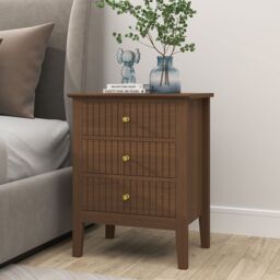 Melody Maison 3 Drawer Bedside Table - Hales Dark Wood Range in Dark Brown - thumbnail 2