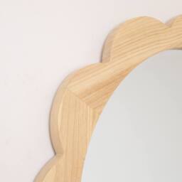 Melody Maison Large Light Wood Scalloped Edge Bevelled Wall Mirror - 97cm in Light Brown - thumbnail 5