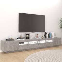Berkfield Home TV Cabinet with LED Lights Concrete Grey 260x35x40 cm - Size: 260 x 35 x 40 cm - thumbnail 3