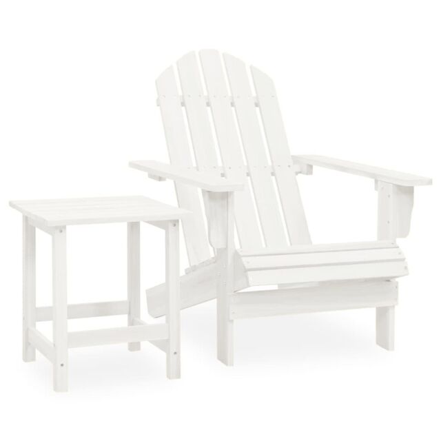Berkfield Home Garden Adirondack Chair with Table Solid Fir Wood White - image 1
