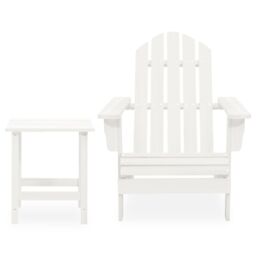 Berkfield Home Garden Adirondack Chair with Table Solid Fir Wood White - thumbnail 2