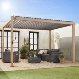 sweeek Louvered pergola aluminium 4 x 3m in Light Brown - thumbnail 6