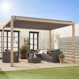 sweeek Louvered pergola aluminium 4 x 3m in Light Brown - thumbnail 4