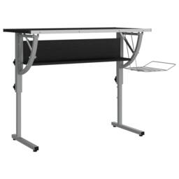 Berkfield Home Durable Craft Desk Black&Grey 110x53x(58-87) cm Engineered Wood&Steel in Black - thumbnail 3