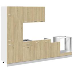 Berkfield Home Sturdy 7 Piece Kitchen Cabinet Set Lyon Sonoma Oak Engineered Wood in Light Tan - thumbnail 3