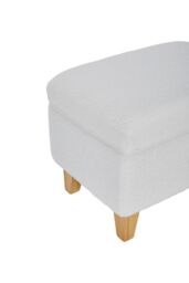 Living and Home Teddy Fleece Upholstered Storage Ottoman in White - Size: Large - thumbnail 6