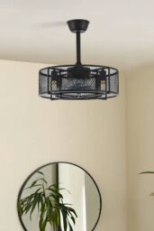 Living and Home Metal Industrial Black Fan Ceiling Light - thumbnail 2