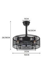 Living and Home Metal Industrial Black Fan Ceiling Light - thumbnail 4