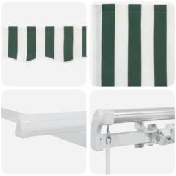 Berkfield Home Manual Retractable Awning Green & White 450x300 cm - thumbnail 8