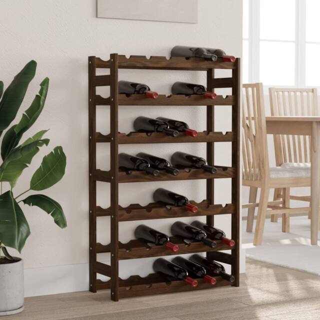 Berkfield Home Wine Rack for 42 Bottles Brown Solid Wood Pine - image 1
