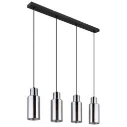 Netlighting Lidaria Bar Pendant Ceiling Light Matt Black Smoke Glass Shade 4x E27 - thumbnail 2