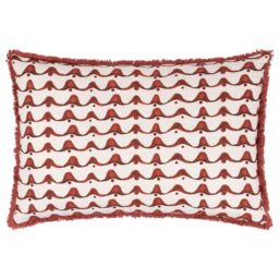 HOEM Avery 100% Cotton Abstract Fringed Cushion in Dark Red - Size: 40 cm x 60 cm